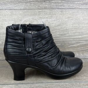 Dansko Buffy Women’s ask 8.5-9/EU 39 Black Leather Slouch Zip Ankle Boots